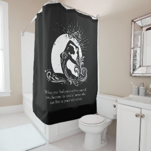 Rideaux De Douche Logo de la Pose de Yoga Pigeon Roi Pigeon Blanc No