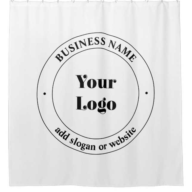 Rideaux De Douche Logo d'entreprise et texte promotionnel | Blanc (Devant)