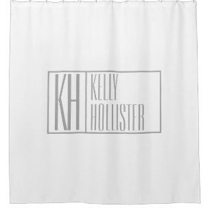Rideaux De Douche Logo Moderne Grey Initiales & Nom