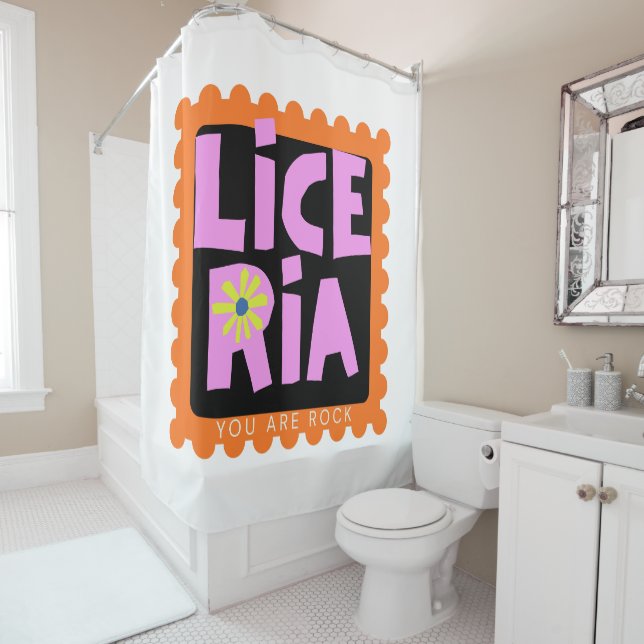 Rideaux De Douche Logotype Illustration Logo Œuvre d'art (En situation)