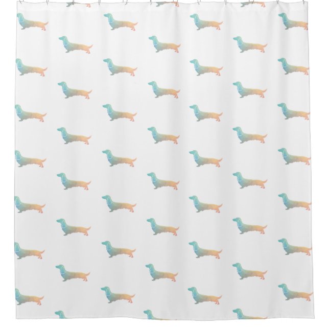 Rideaux De Douche Long Haired Dachshund Geo Silhouette Pastel (Devant)