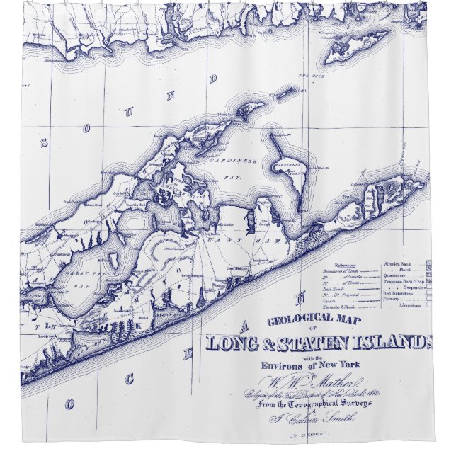 Rideaux De Douche Long Island The Hamptons Map VC (Devant)