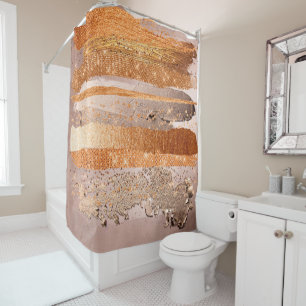 Rideaux De Douche L'or du cuivre frappe la texture du glamour