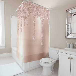 Rideaux De Douche L'or scintillant de rose de rose d'égouttements d