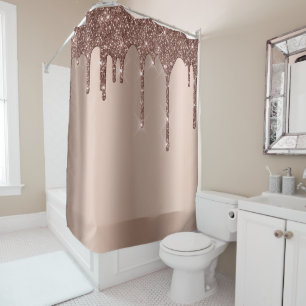 Rideaux De Douche L'or scintillant de rose de rose d'égouttements de