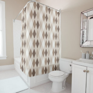 Rideaux De Douche Losange Harlequin Brun Terre Neutre 