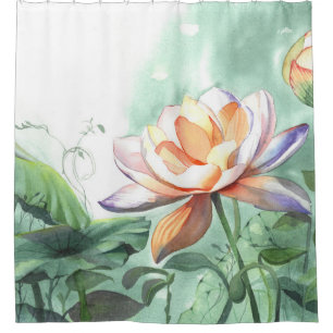 Rideaux De Douche Lotus Aquarelle