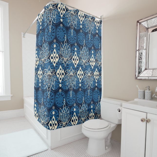 Rideaux De Douche lotus diamant indigo (En situation)