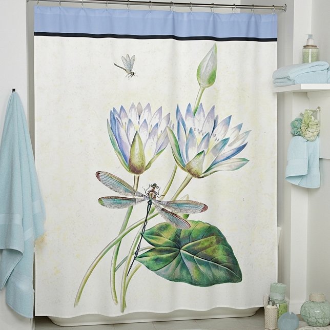 Rideaux De Douche Lotus et libellule vintage (Créateur téléchargé)