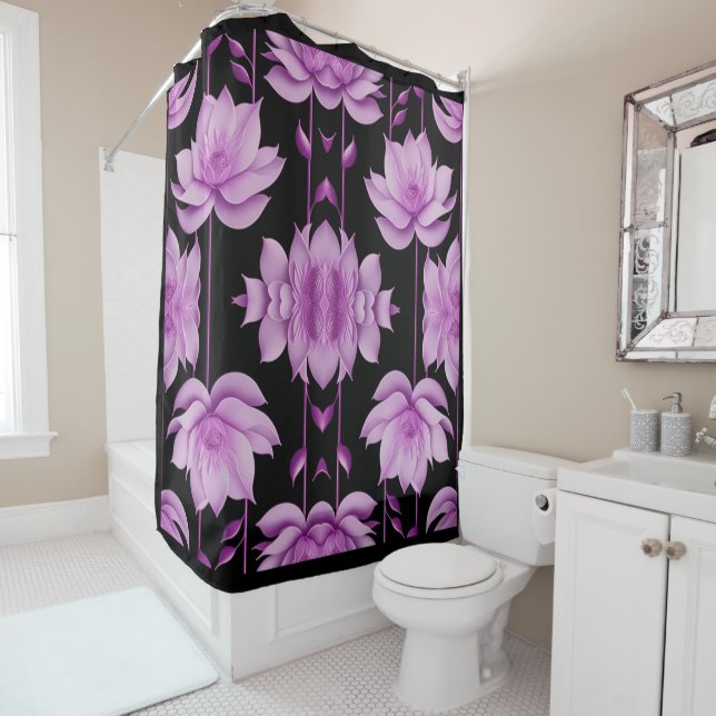 Rideaux De Douche Lotus violet rouge (En situation)