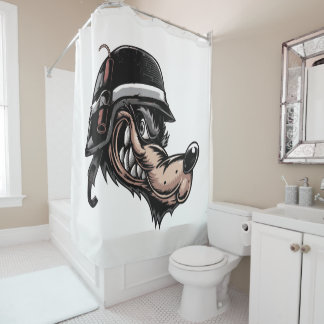 Rideaux De Douche Loup de dessin animé avec une dynamite sur son cas