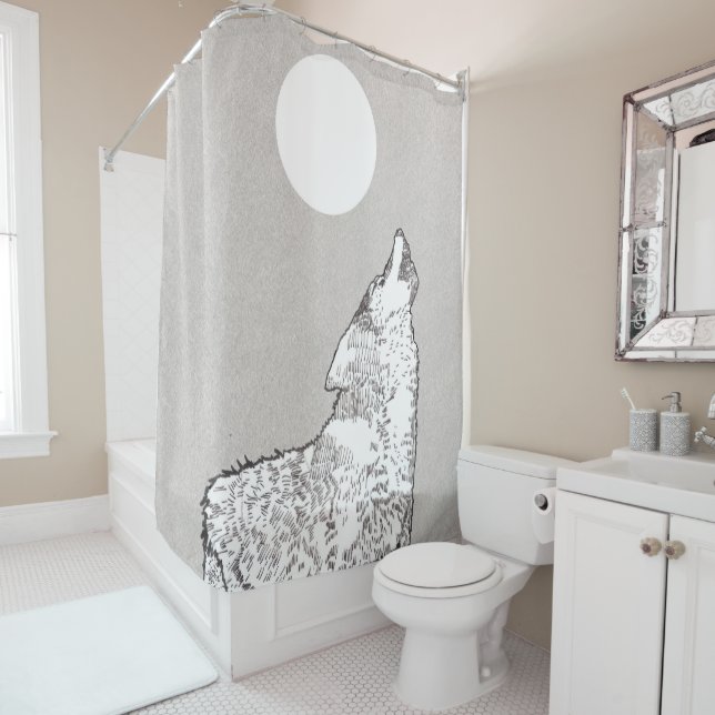 Rideaux De Douche Loup hurler (En situation)