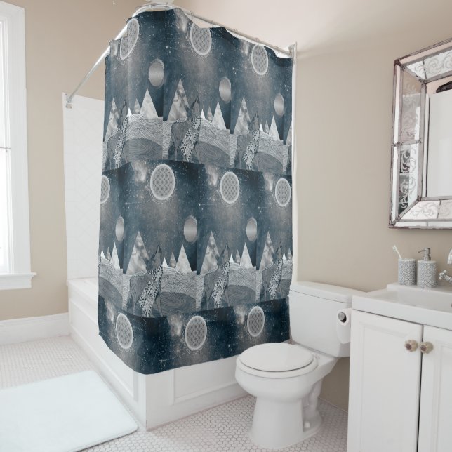 Rideaux De Douche Loup hurler (En situation)