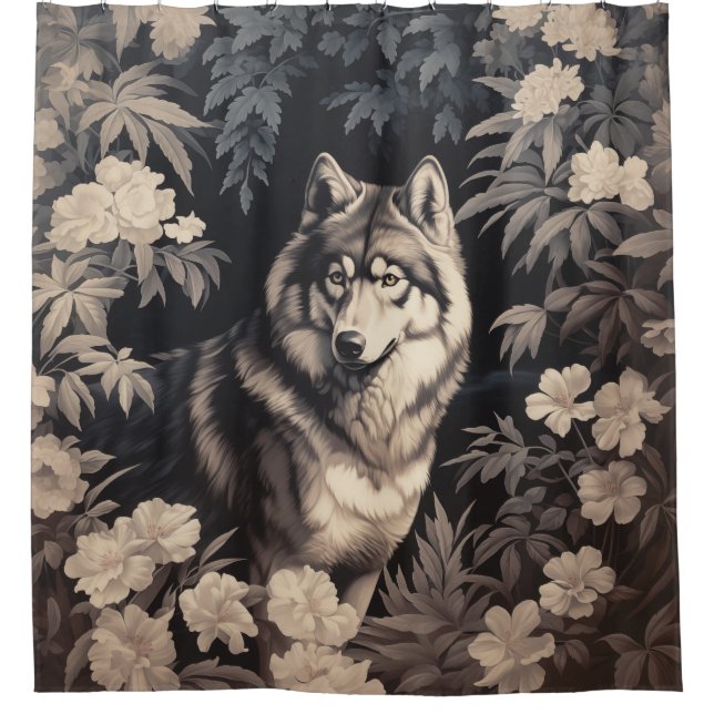 Rideaux De Douche Loup majestueux dans la forêt enchantée (Devant)