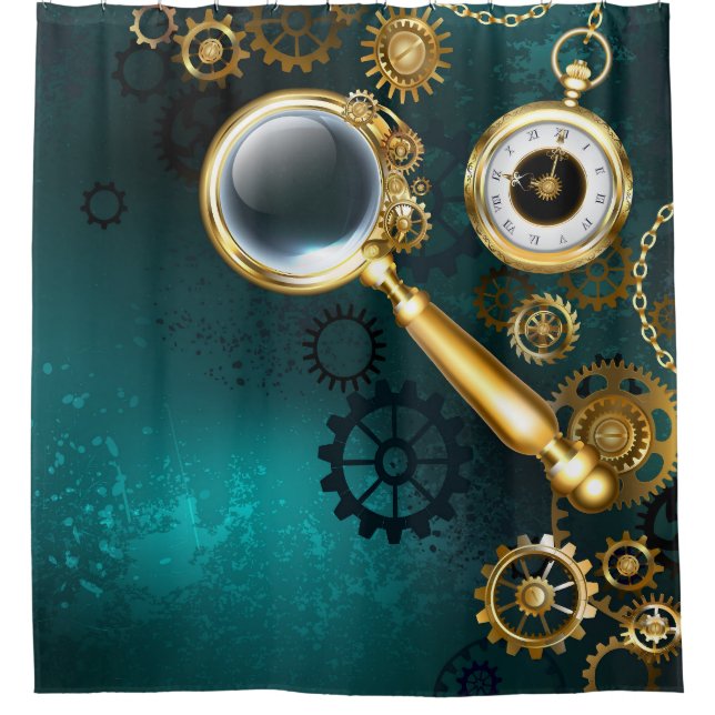Rideaux De Douche Loupe en style Steampunk (Devant)