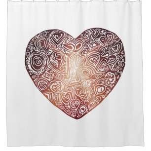 Rideaux De Douche Love Doodle Heart Art Abstrait