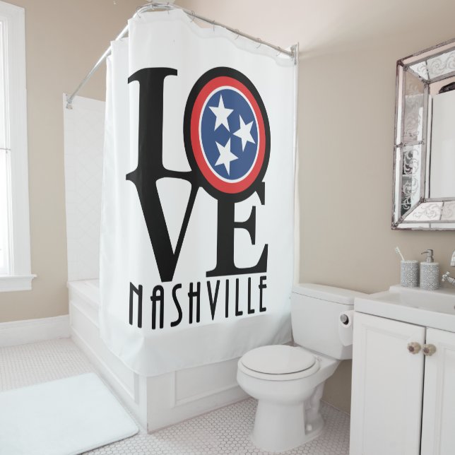 Rideaux De Douche LOVE Nashville (texte noir) (En situation)