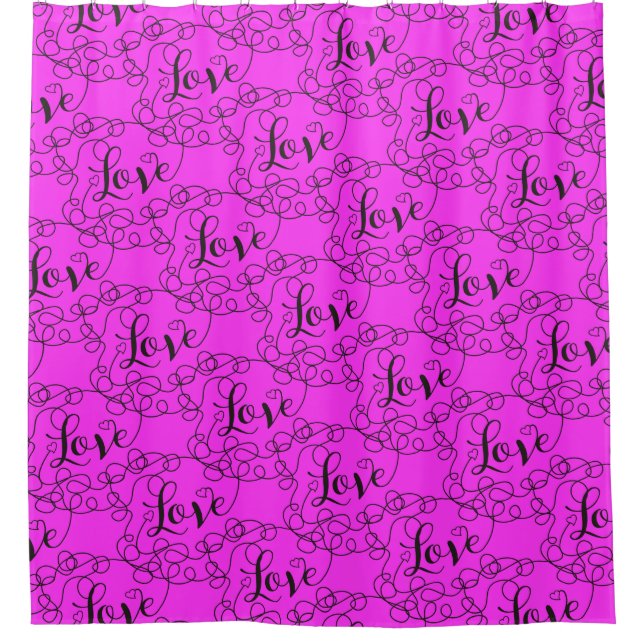 Rideaux De Douche LOVE noir sans couture motif avec LINES (Devant)
