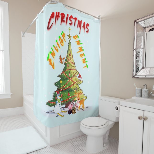 Rideaux De Douche Lumière de Noël (En situation)