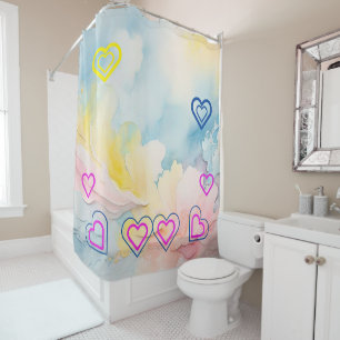 Rideaux De Douche Lumière et Coeurs Bleus