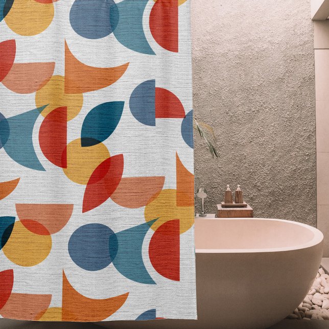 Rideaux De Douche Lumineuse géométrique rétro Abstrait Moyen-siècle  (Bright Geometric Retro Abstract Midcentury Modern Shower Curtain)