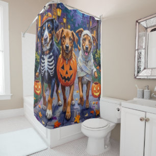 Rideaux De Douche Lundehund norvégien Halloween Trick-or-Treating
