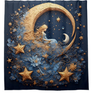 Rideaux De Douche Lune à croissant doré