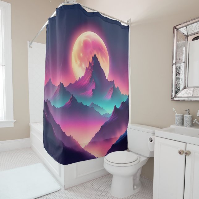 Rideaux De Douche lune se lève (En situation)