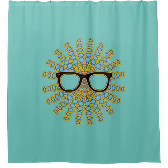 Rideaux De Douche Lunettes Nerd ensoleillées + votre backgr. & idées (Devant)