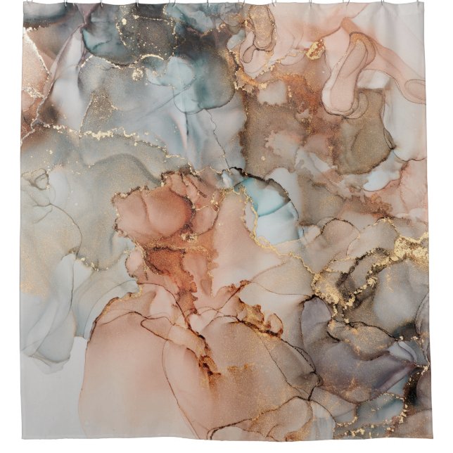 Rideaux De Douche Luxe naturel peinture abstraite d'art fluide en al (Devant)