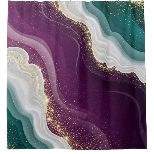 Rideaux De Douche Luxury Gold Glitter Marble Pattern (Devant)
