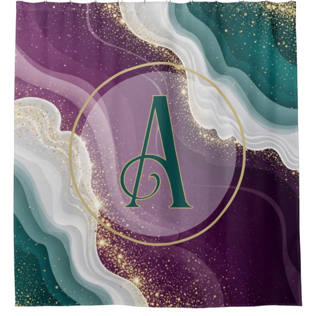 Rideaux De Douche Luxury Gold Glitter Marble Pattern (Devant)