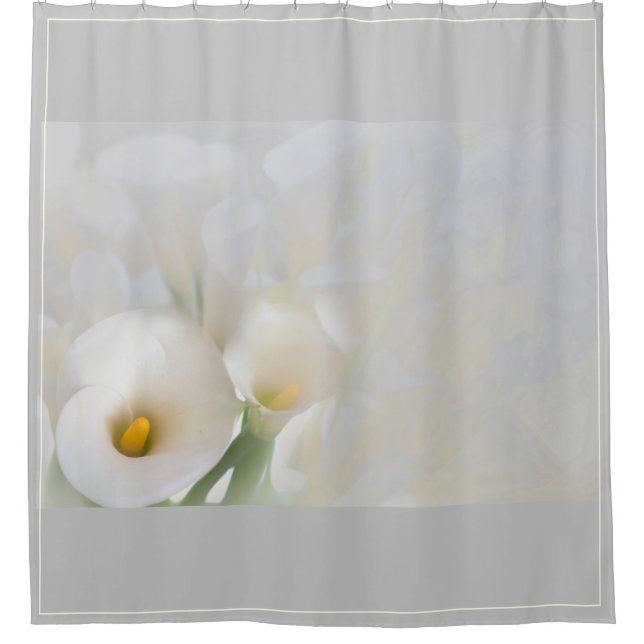Rideaux De Douche Lys Calla blanche avec feuillage (Devant)