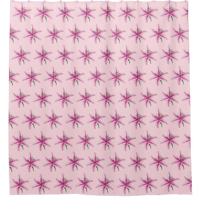 Rideaux De Douche Lys rose Fleur Floral Imprimer Lys Jardin (Devant)