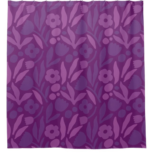 Rideaux De Douche Ma Princesse Aime Le Violet Joyeux Fleurs Énormes (Devant)