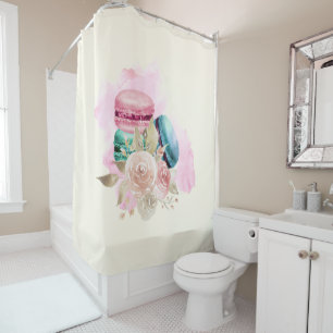 Rideaux De Douche Macarons et fleurs colorés Aquarelle