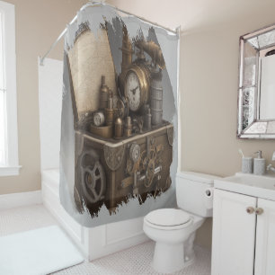 Rideaux De Douche Machine à temps Steampunk - Vintage coffre au trés