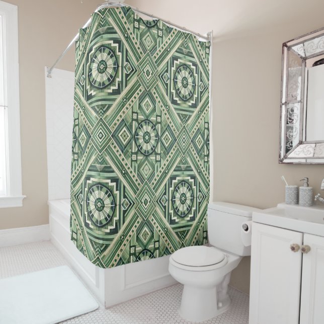 Rideaux De Douche Machine verte (En situation)