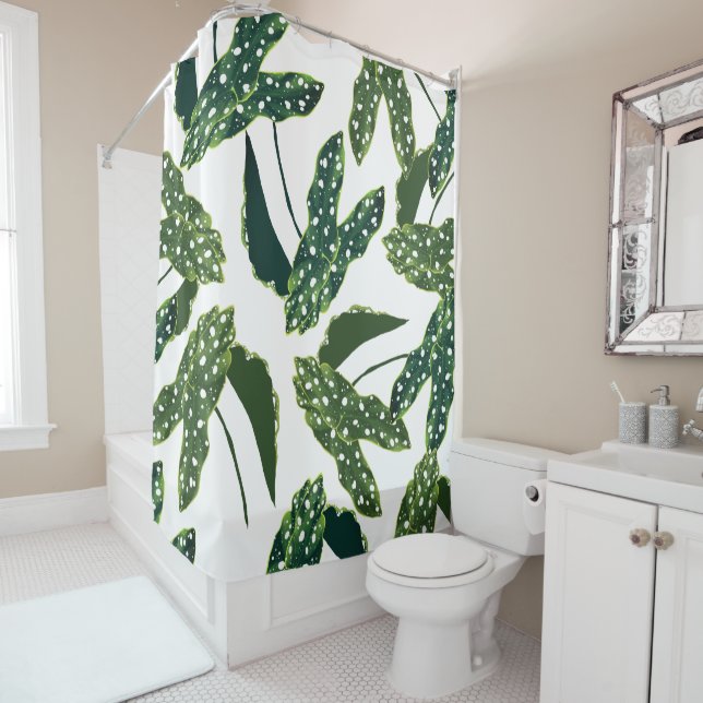 Rideaux De Douche Maculata Spotted Begonia Boho Chic (En situation)