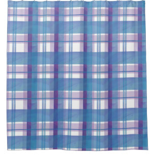 Rideaux De Douche Madras Plaid Blue et Purple