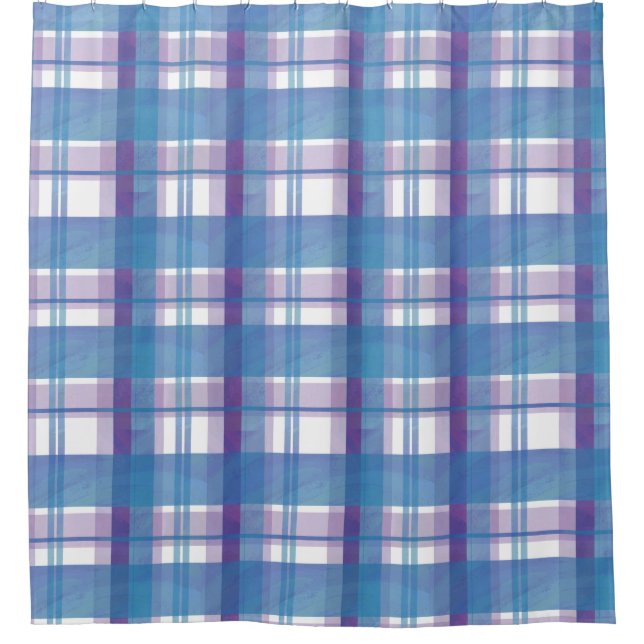 Rideaux De Douche Madras Plaid Blue et Purple (Devant)