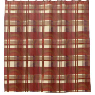 Rideaux De Douche Madras Plaid Fall Red