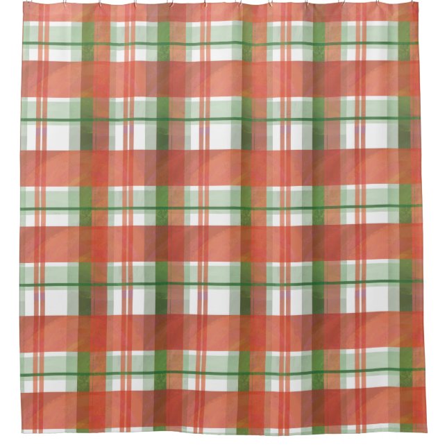 Rideaux De Douche Madras Plaid Noël (Devant)