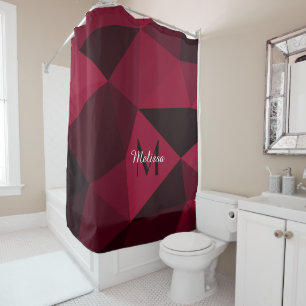 Rideaux De Douche Magenta rose rouge noir géométrie motif Monogramme