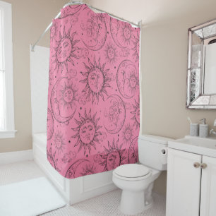 Rideaux De Douche Magie Rose Vintage Ciel Soleil Lune Étoiles
