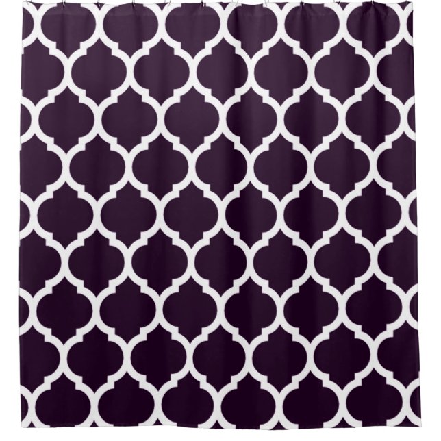 Rideaux De Douche Magnifique Motif Quatrefoil Marocain Profond Viole (Devant)