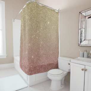 Rideaux De Douche Maille de parties scintillantes d'or rose et d'or