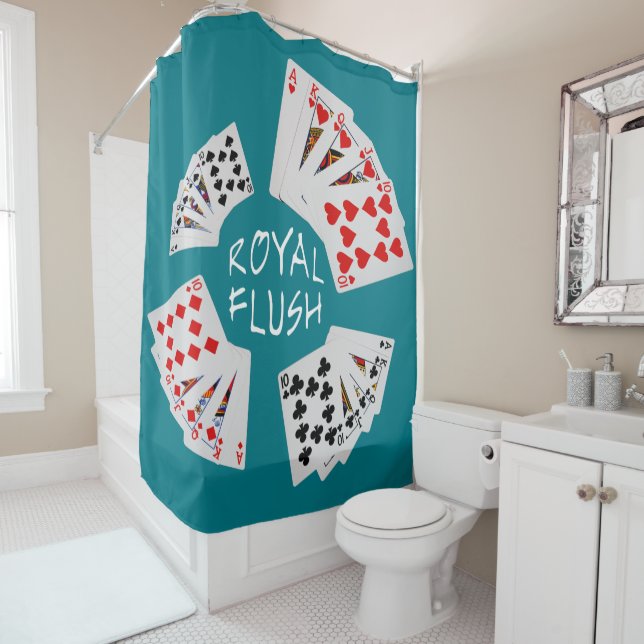 Rideaux De Douche Main de poker - Royal Flush Dark (En situation)