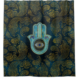 Rideaux De Douche Main décorative de Hamsa avec l'arrière - plan d
