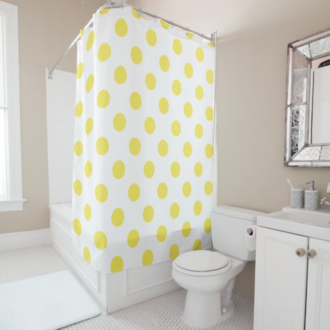 Rideaux De Douche Maïs Cercles Pois Jaunes (En situation)